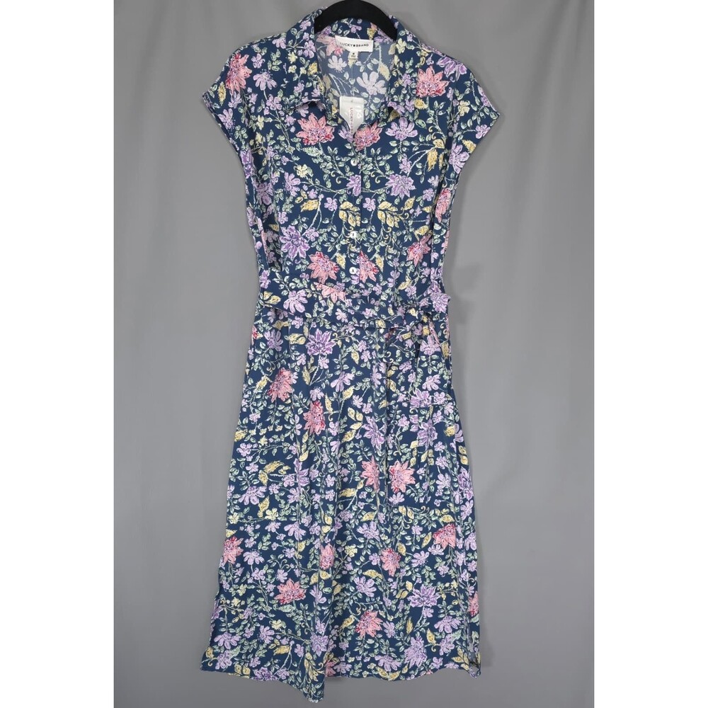 LUCKY BRAND New Womens Shirt Midi Dress MEDIUM Floral Print YS6W52295R